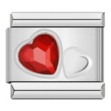 Stainless Steel Two Heart CZ Italian Charm - 9 Options