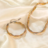 Stainless Steel Tri-colour Twisted Snake Chain Bracelet/Necklace/Set