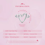 925 Sterling Silver Simple Heart Open Ring