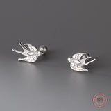 925 Sterling Silver Swallow Bird Stud Earring