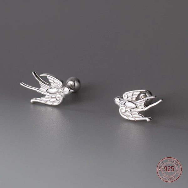 925 Sterling Silver Swallow Bird Stud Earring