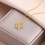 Fashion Stainless Steel Gold Colour Butterfly Pendant Necklace - 6 Options