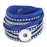 Fashion Multi-layer Wide Cuff Pu Leather 18mm Snap Bracelet - 26 Options
