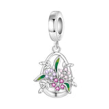925 Sterling Silver Flower/Leaf Themed Hanging Charm - 25 Options