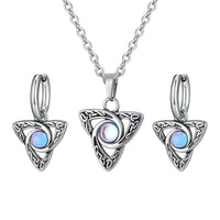 Stainless Steel Celtic Knot Pendant with Moonstone - Necklace/Earrings/Set