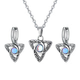 Stainless Steel Celtic Knot Pendant with Moonstone - Necklace/Earrings/Set