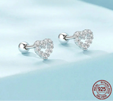 925 Sterling Silver Dainty Cubic Zirconia Heart Earrings - 2 Colours