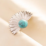 Stainless Steel Turquoise Colour Open Ring - 56 Options