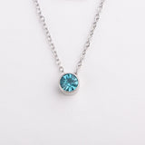 Stainless Steel Round Birthstone Pendant Necklace - 2 Colours - 12 Options