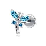 Titanium Blue Dragonfly Zirconia Ear Stud Body Jewellery - 11 Sizes