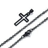 Stainless Steel Hollow Cross Necklace - 4 Lengths - 4 Chain Types - 3 Colours