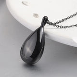 Stainless Steel Water Droplet Urn Pendant Necklace - 4 Colours