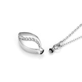 Stainless Steel CZ Tear Drop Urn Necklace