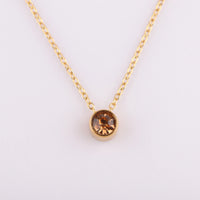 Stainless Steel Round Birthstone Pendant Necklace - 2 Colours - 12 Options