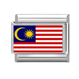 Stainless Steel World National Flag Italian Charm - 18 Options