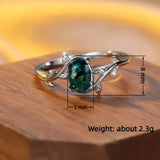 Fashion Vintage Green Moss Oval Leaf Twine Ring