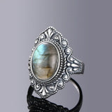 925 Sterling Silver Natural Labradorite Ring - 27 Options