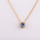 Stainless Steel Round Birthstone Pendant Necklace - 2 Colours - 12 Options