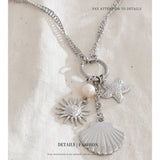 Stainless Steel Sea Themed Starfish/Shell/Sun Necklace - 2 Colours