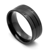 Stainless Steel Grooved Band Ring - 3 Colours