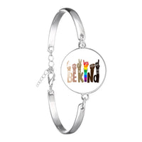Glass 18mm Mental Health /Positivity Bracelet - 32 Options