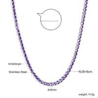 Stainless Steel Crystal Tennis Necklace - 6 Options