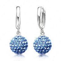 925 Sterling Silver Pave Disco Ball Hoop Lever back Earrings - 9 Colours