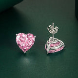 925 Sterling Silver Heart Coloured CZ 10*10mm Stud Earrings - 12 Options