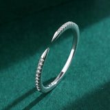 925 Sterling Silver Dainty CZ Open Ring