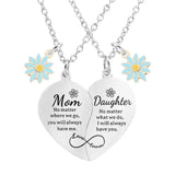2 PCS Stainless Steel Sisters/Mum/Daughter/Best Friends Daisy Heart Necklaces - 7 Options