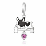 925 Silver Love You Forever Dog Hanging Charm - 33 Options