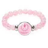 Fashion Breast Cancer Awareness Pink Ribbon Beaded Bracelet  - 8 Options