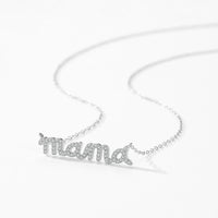 925 Sterling Silver Pave Setting CZ mama Necklace - 2 Colours
