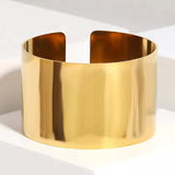 Stainless Steel Large Wide Cuff Bangle - 2 Colours
