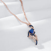 Fashion Blue CZ Bird Pendant Necklace