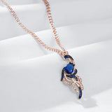 Fashion Blue CZ Bird Pendant Necklace