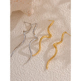Stainless Steel Minimalist Flowing Geometric Long Earrings - 2 Colours