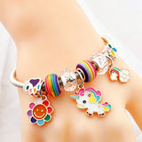 Fashion Cartoon Unicorn Rainbow Sun Flower Charm Bracelet