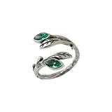 Fashion Green Leaf Open Ring