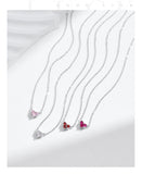 925 Sterling Silver Birthstone Heart Necklace - 12 Options