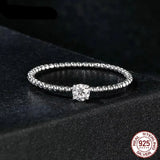 925 Sterling Silver Dainty Moissanite Rope Ring