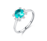 925 Sterling Silver Paraiba Zirconia Ring - 2 Designs