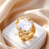 Fashion Natural Freshwater Baroque Pearl Adjustable Ring - 4 Options