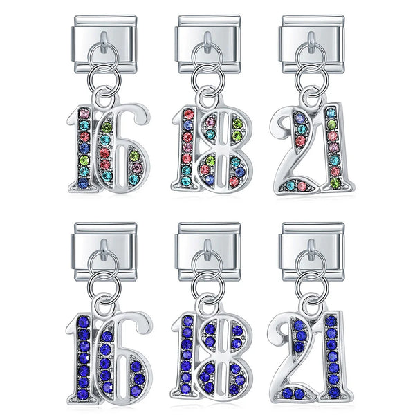 Stainless Steel Birthday Italian Charm - 3 Designs