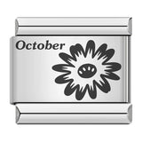 Stainless Steel Birthday Flower Italian Charm -- 12 Options