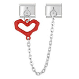 Stainless Steel Heart Chain Italian Charm - 8 Colours