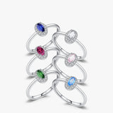 925 Sterling Silver Classic Elegant Oval Cubic Zirconia Ring - 6 Colours