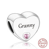 925 Silver Pink CZ Family Heart Charm - 50 Options