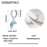 925 Sterling Silver Colourful Feather CZ Heart Hoop Earrings