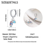 925 Sterling Silver Colourful Feather CZ Heart Hoop Earrings